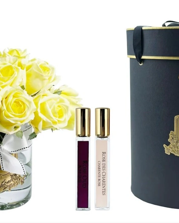 GRAND ROSE BUDS BOUQUETБольшой букет из бутонов роз, 2 спрея по 10 мл, желтый, золотой декор