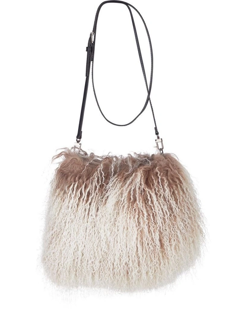 JASMIN MUFF BAG Taupe/Snow Сумка-муфта 19/26, бежевый с белым, козий мех 30/40