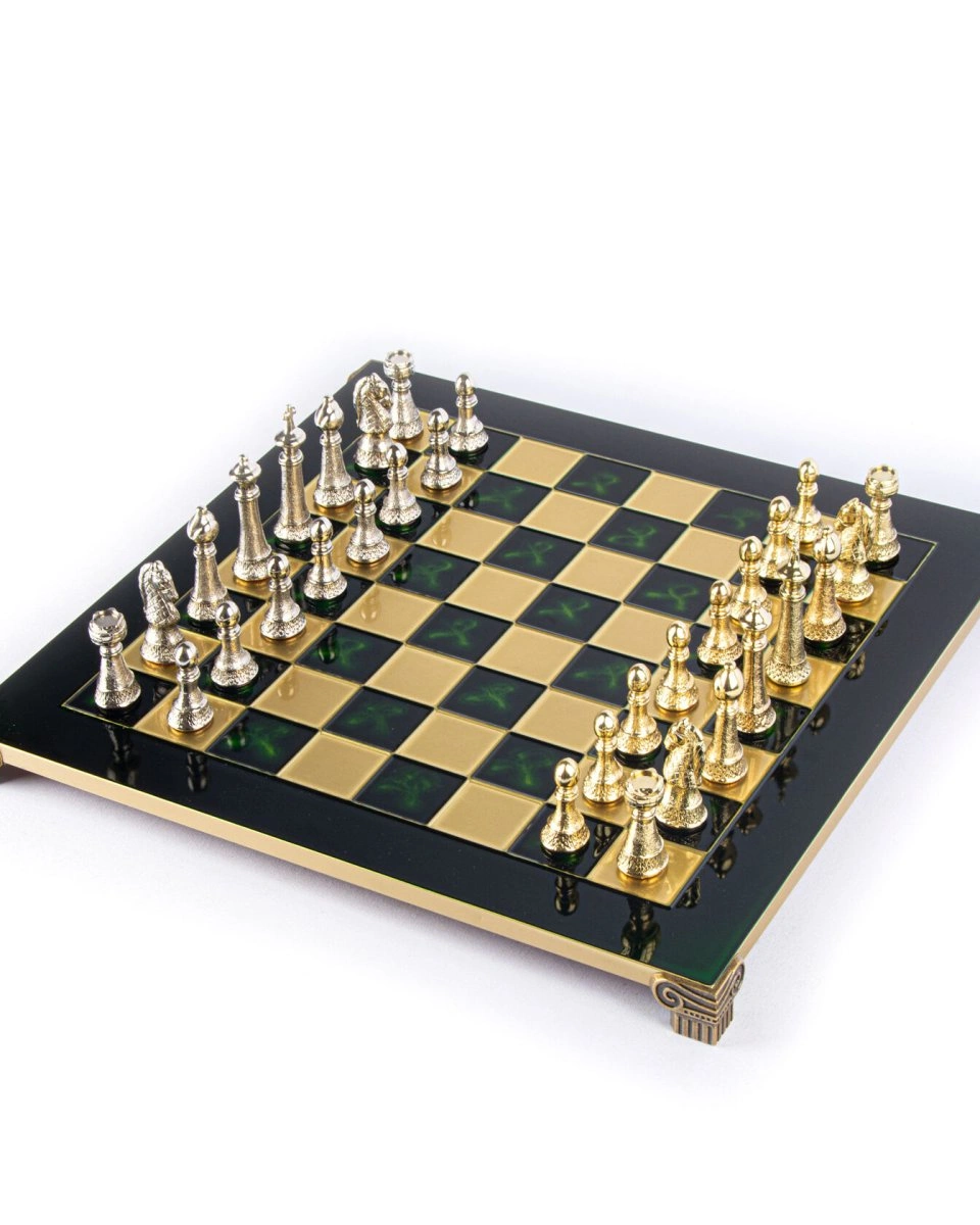CLASSIC METAL CHESSШахматы классические, 44х44 см, золото с серебром, зеленый, металл