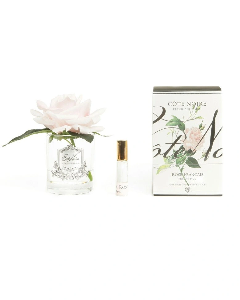 Роза-диффузор FRENCH ROSE french pink, розовый, прозрачная ваза, 1 спрей 10 мл