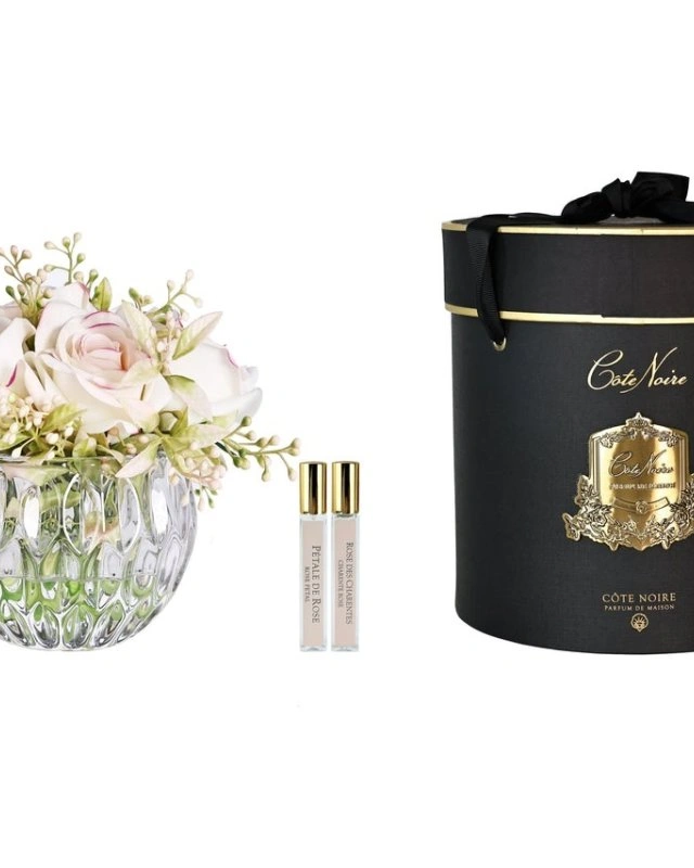 Round Summer Roses BlushДиффузор букет роз, бледно-розовый, круглая рифленая ваза, спрей 10 мл*2шт
