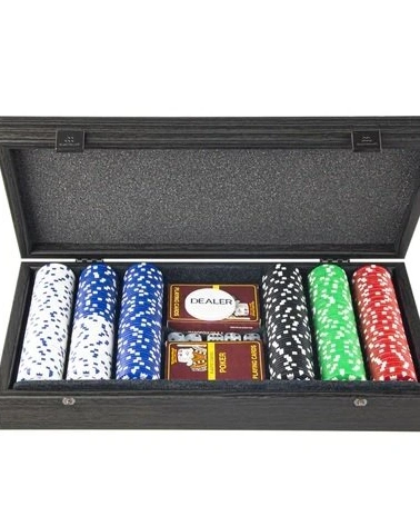 POKER SETНабор для покера (карты 200 шт ) черный, корпус дерево 39х22 см