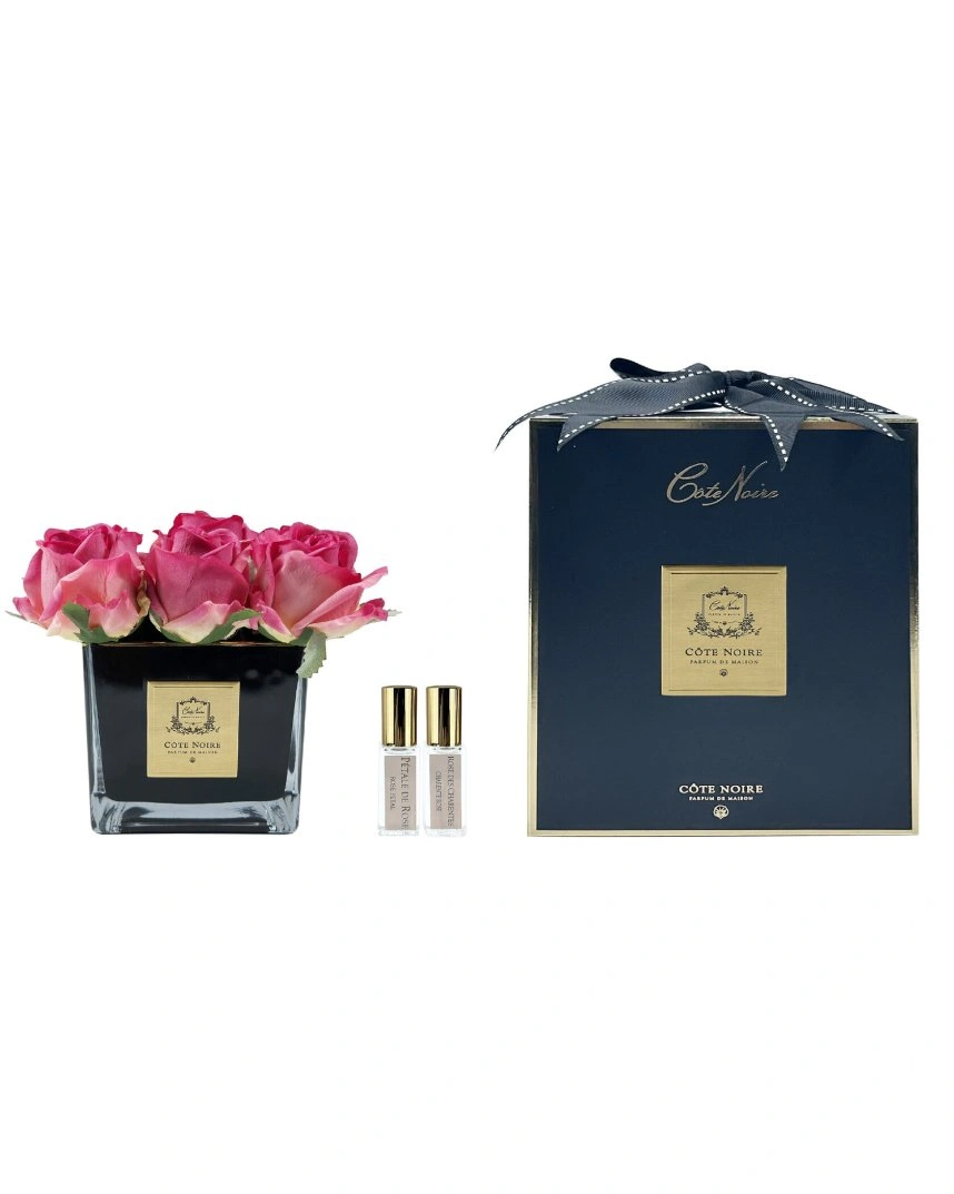 SQUARE 9 ROSE magenta blackБукет 9 роз, цвет ярко-розовый, квадратная черная ваза
