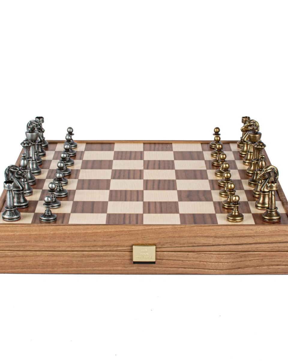 WOODEN CHESSШахматы классические, 35х35 см, фигуры металл, коробка дерево, рисунок орех + дуб