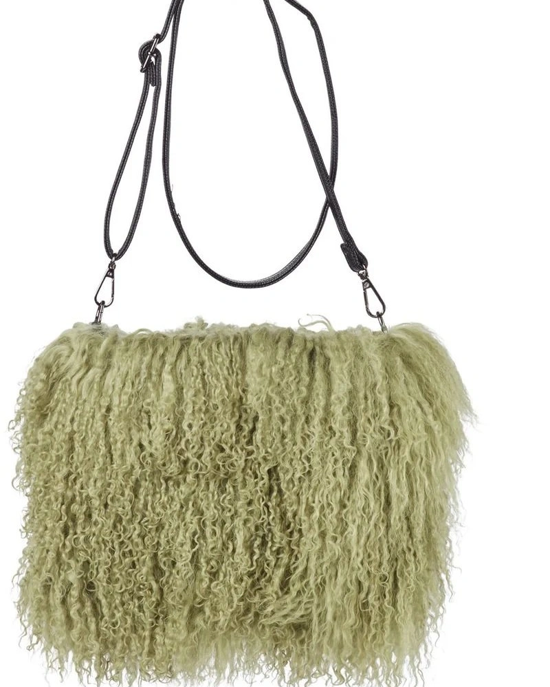 JASMIN BAG Sage green Сумка-муфта , светло-зеленый 19/26, козий мех 30/40