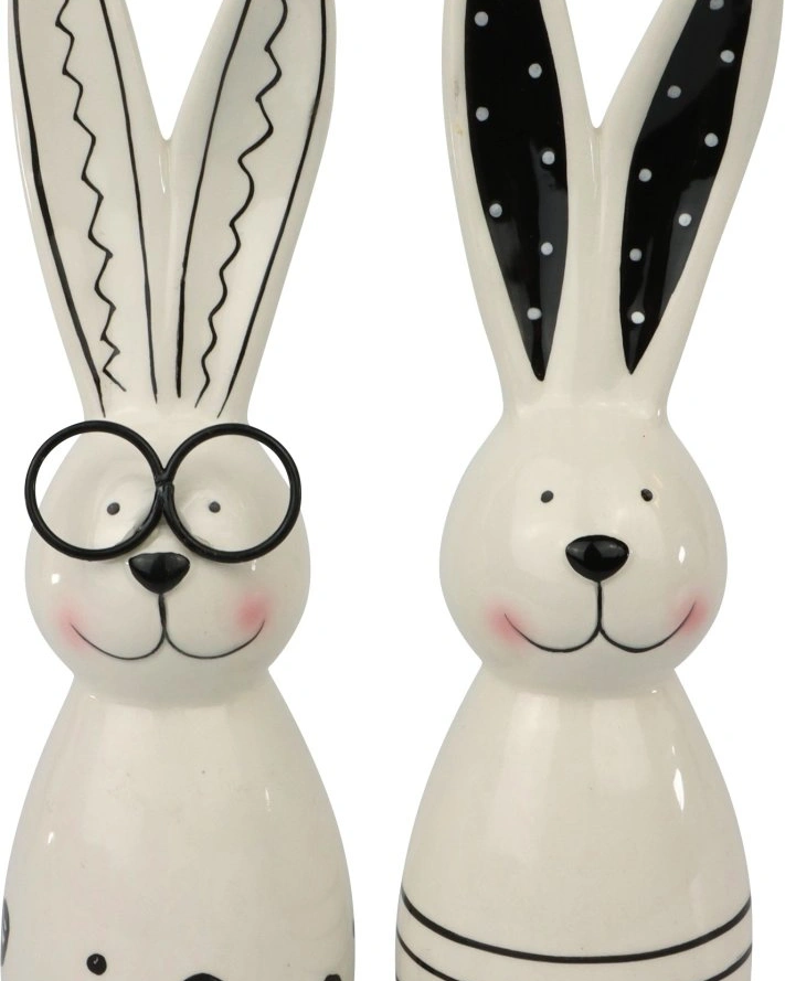 Набор 2 фигурки зайцев MONOCHROME EASTER 5,7x5,5x20см керамика