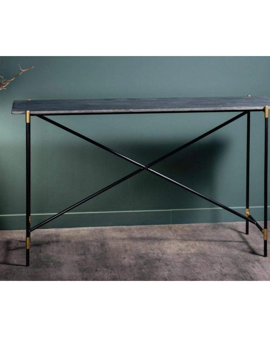 Console black marble Консольный столик 138х38 Н77 см, металл, мрамор