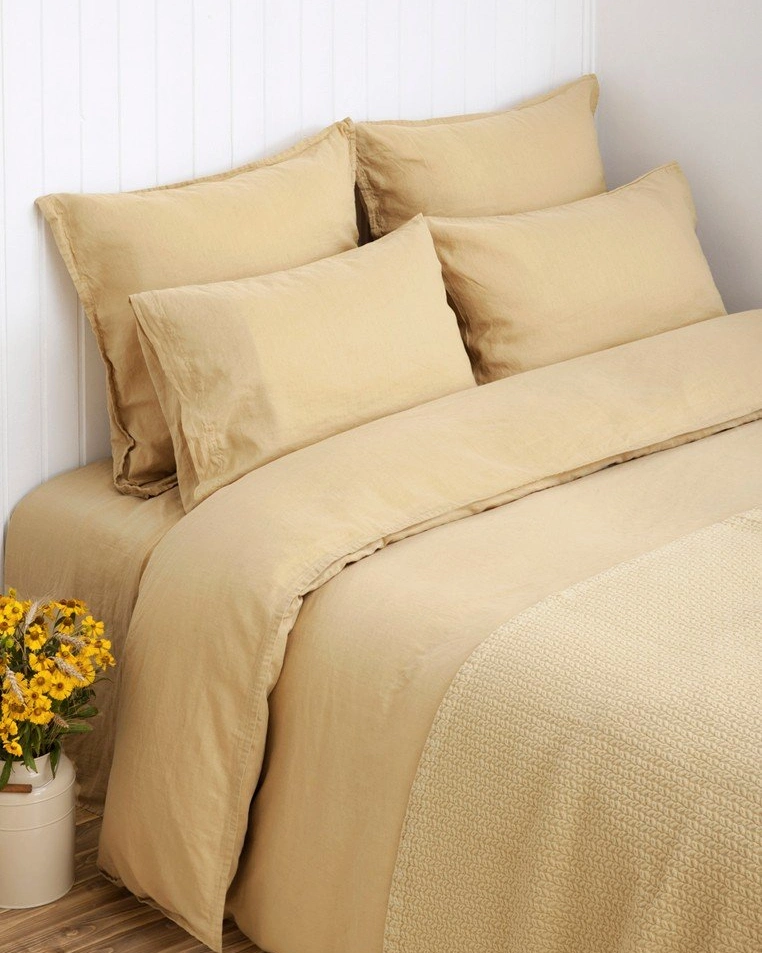 Комплект постельного белья "LINEN" 50%лен/50%хлопок,цвет:горчичный