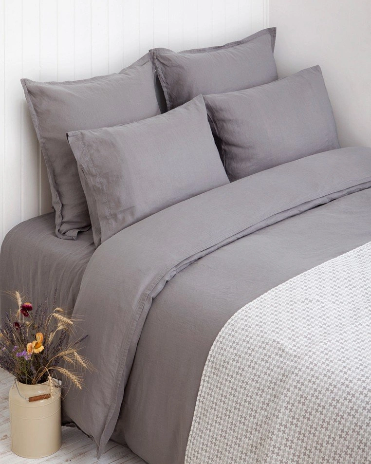Комплект постельного белья LINEN 50%лен/50%хлопок, серый
