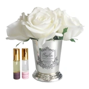 SEVEN ROSE Ivory Букет роз цвет слоновая кость, ваза металл, 2 спрея ВхШхД 21х17х17 см