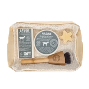 COFFRET CHEVRE Набор для всех типов кожи 1 мыло 130 гр, 1 маска-мыло для лица твердая 150 гр, кисточ