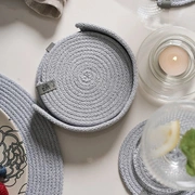 Набор подставок для чашек и бокалов BOHO, 6 шт., d 12 см.,100% хлопок, шнур, серый