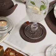 Набор подставок для чашек и бокалов BOHO, 6 шт., d 12 см.,100% хлопок, шнур, шоколадный