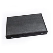 BACKGAMMON Нарды с боковыми стойками, 48x30см, эко-кожа, фон черный, рисунок белый и серы