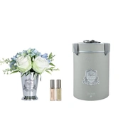Summer Posy BlueДиффузор букет розы с гортензиями, ,бело-голубой, серебряная ваза, металл, спрей 10