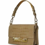 Сумка CROSSBODY BEIGE бежевая телячья кожа, декор из рога (дополнительная опция -