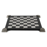 Доска для игры в шахматы и шашки AUTHENTIC MODELS , двусторонняя, черный с белым, серебро, 47х47