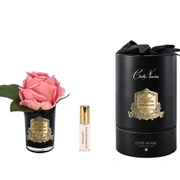 Бутон розы диффузор ROSE BUD white peach коралловый, черная ваза, 1 спрей 5мл ВхШхД 13,5