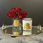 Red Rose Buds GOLD BadgeБукет из бутонов роз, цвет красный, прозрачная ваза, золотой декор