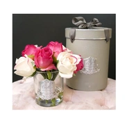 ROSE MAGENTA BLUSH SILVERРозы ярко-розовые и бледно-розовые, серебряный декор