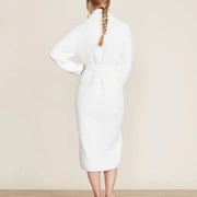 Халат Barefoot Dreams ECO CC RIBBED цвет слоновая кость, трикотаж, рельефная полоска, 100% полиэсте