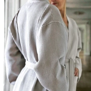 Халат вафельный, унисекс, серый S хлопок 300гр/м2
