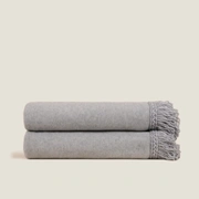 Плед Frati SOFT BAMBOO GRIGIO PERLA с тесьмой Matisse, серый однотонный, 160х200, бамбук 40% полиэст