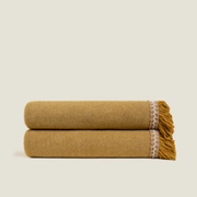 Плед Frati SOFT BAMBOO ZAFFERANO с тесьмой Rousseau, желтый, 160х200, бамбук 40% полиэстер 60%, 820г