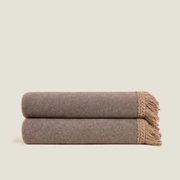 Плед Frati SOFT BAMBOO TORTORA с тесьмой Matisse, коричневый однотонный, 160х200, бамбук 40% полиэст