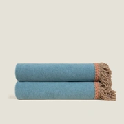 Плед Frati SOFT BAMBOO PAVONE с тесьмой Rousseau, бирюзовый, 160х200, бамбук 40% полиэстер 60%, 820г
