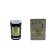 BLONDE VANILLAСвеча 75 гр, черный стаканчик, золотой декор, ВхШхД 11х7,5х7,5см соевый воск, время