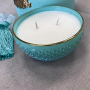 Blue Round Art Deco Свеча 300 гр, кисточка ароматизированная, спрей 5 мл для кисточки, бирюзовая шк