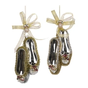 GLSS BALLET SLIPPERS ASS/2 GLD 14CM Украшения стеклянные золотые балетки 14 см (2 пары набор)