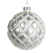 GLSS GLT ЗD NET BALL WH Стеклянный шарик белый 10 см (цена за набор из 2шт)