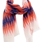 VOYAGE CORAIL Шаль Voyage Corail 100/200 коралловый синий на белом, 85% хлопок 15% шелк