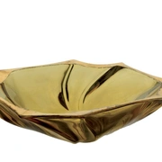 Блюдо Cre Art Amber Tray, цвет янтарный, золотая кромка , диам 33 см, стекло