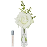 Summer rose Green Silver Роза, зеленый, 1 спрей 15 мл, прозрачная ваза, серебряный декор