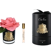 Бутон розы диффузор ROSE BUD black peach коралловый, черная ваза, 1 спрей 5мл ВхШхД 13,5