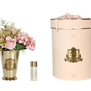 Букет гортензии и розы GRAND SUMMER POSY, розовый, золотая ваза, 2 спрея по 10 мл