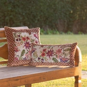 Подушка Frati FLORAL BEIGE, бежевый с красным, 50х50, велюр, полиэстер
