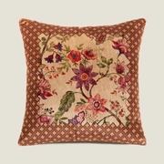 Подушка Frati FLORAL BEIGE, бежевый с красным, 50х50, велюр, полиэстер