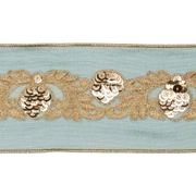 DUP.PINEC.TRIM RIBBON BLU/GRN/GLD Лента с узорами цвет голубой, зеленый, золотой шир 10 см длина 5