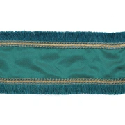 SATIN FRINGED EDGES RIBBON GRN/GLD Лента сатин с тесьмой зеленый золотой 10 см / 5 м