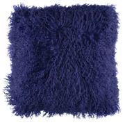 Tibetan Navy BlueПодушка синяя мех тибетской козы 40x40, длина 10-15 см