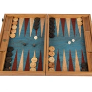 BACKGAMMONНарды с боковыми стойками, бирюзовый фон, пробка, 48x30 см ручная работа