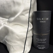 Наволочка Silkow Venezia 50х80, кант темно-синий, малбери шелк, плотность 22 момми