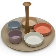 TAPAS SET Набор для закусок, включая 5 тарелок, фарфор, дерево орех