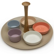TAPAS SET Набор для закусок, включая 5 тарелок, фарфор, дерево орех