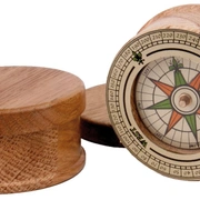 Морской компас Hemisferium Wooden Nautical Compass диам 6,3 Н 3,4 см, бронза