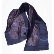 SILK Шаль , оранжево-синяя с кругами, 45/210 шелк